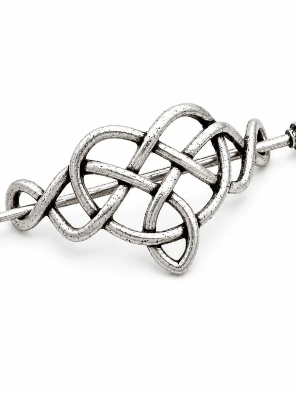 Celtic Knot Hair Pin Barrette Silver Tone Bun Holder Hair Slide
